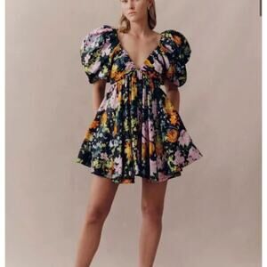 Aje Gabrielle Plunge Mini Dress Floral Womens New Size 4